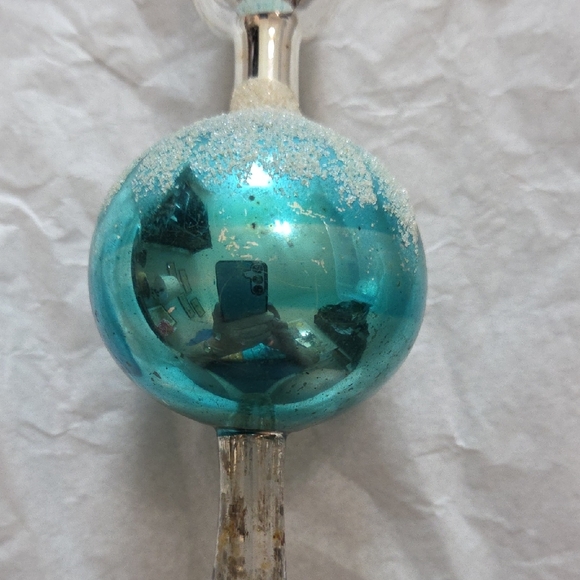 Antique Silver and Blue Tree Topper Ornament - Picture 3 of 3